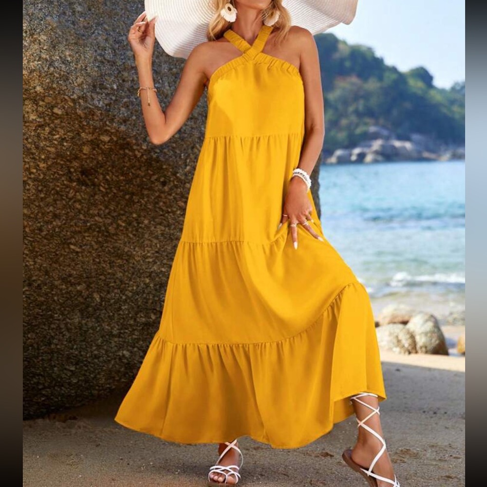 Boho halter maxi dress